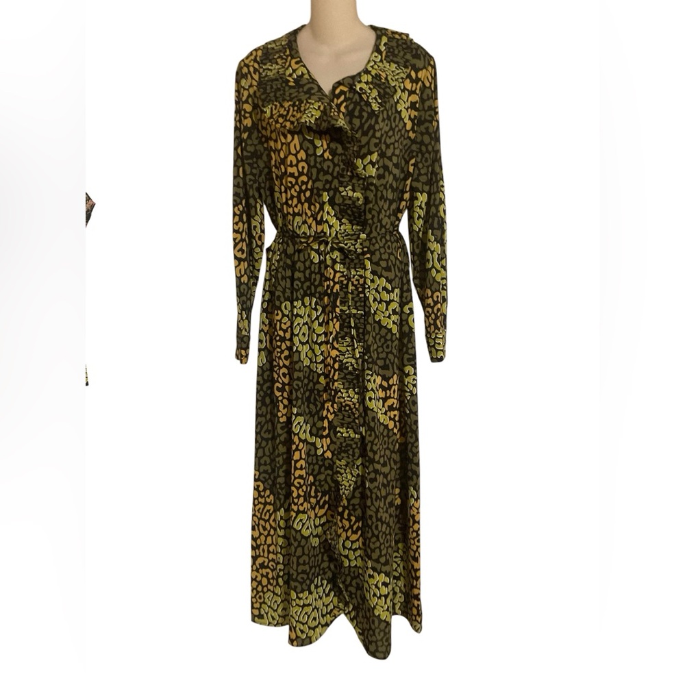 Elegant Long Sleeve Leopard Print Dress